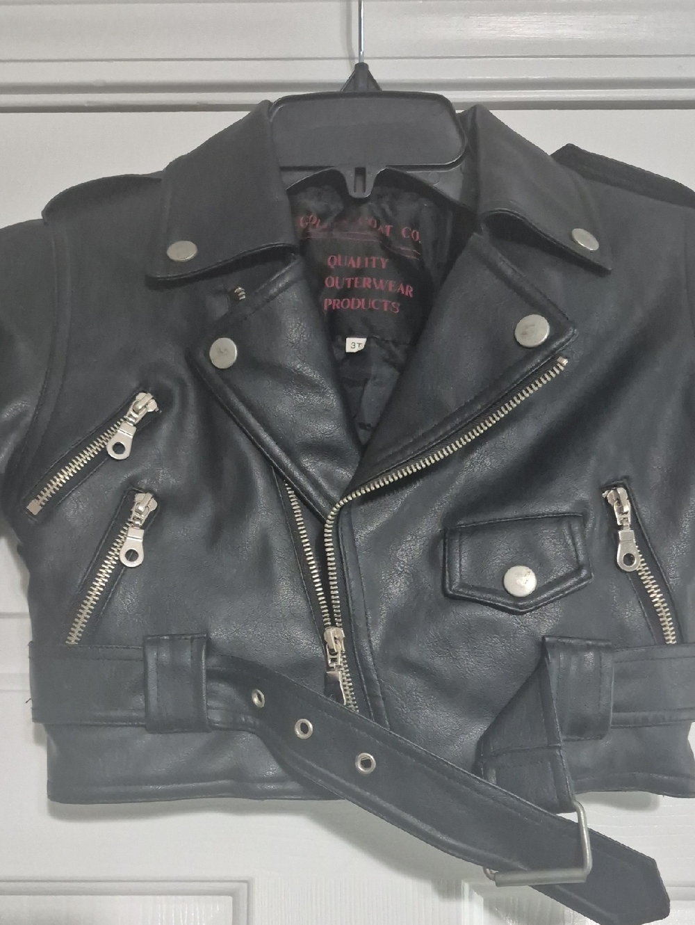 Childs Simulated Leather Jacket 3T Black Golden Coat Company